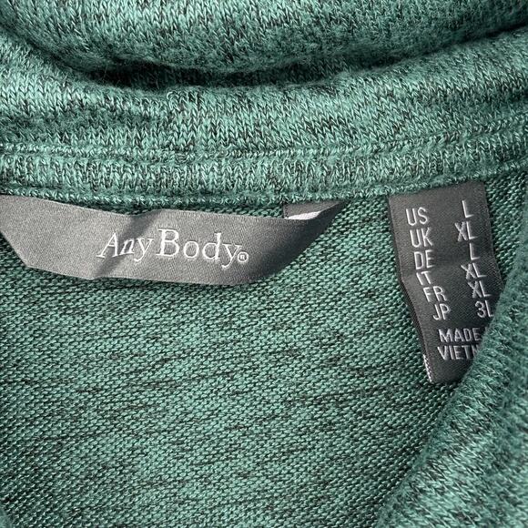 AnyBody Peplum Tunic Top Womens Size L Pine Green Brushed Hacci Cowl Neck - Picture 3 of 10